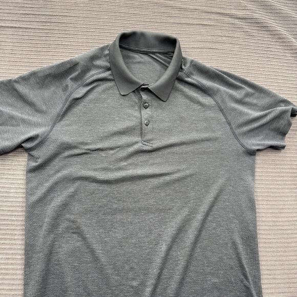 Lululemon Polo Shirt Mens Large Gray Movement Is Medicine Golf Activewear - Picture 9 of 9